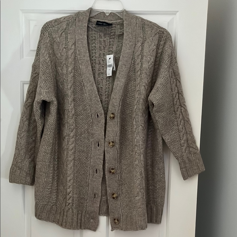 Lane Bryant Beige Cable Knit Cardigan Sweater 18/20 NWT